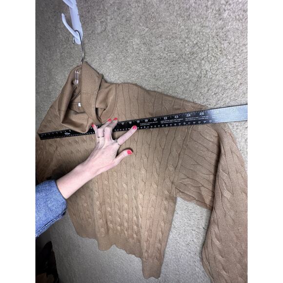 NWT Veronica Beard Lova Pullover Cable Knit Turtleneck Sweater Camel Women Sz XL - Picture 12 of 16